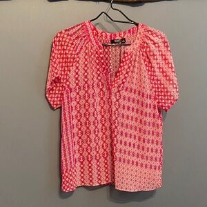 Raspberry Tangerine V Neck Top